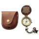 Brass Pocket Compass with Leather Case Quote
